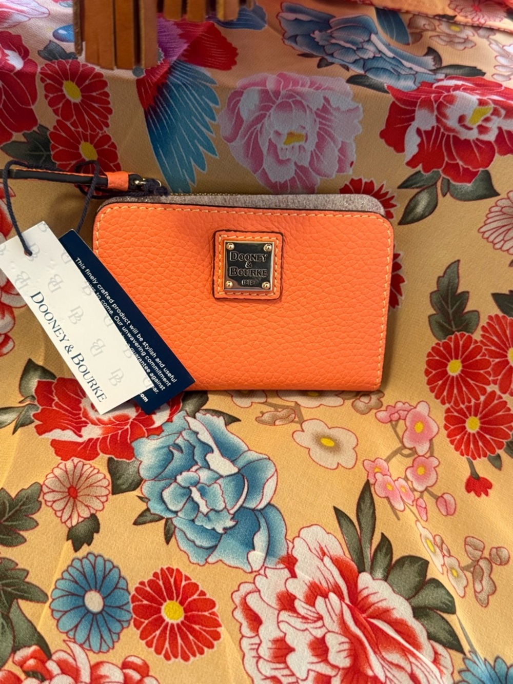 Dooney & Bourke Coral Pebbled Leather Drawstring Bucket Bag with matching wallet - Picture 3 of 13